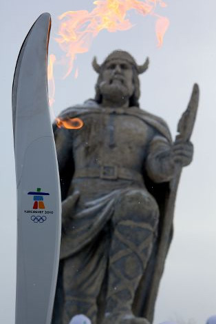 Bearing the torch for the Olympics
