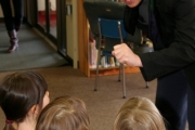 The young audience just loved Nathan Vogel's magic tricks. Photo Erin Perkins.