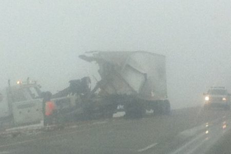 Five-semi trailer accident closes Trans-Canada highway near Moose Jaw