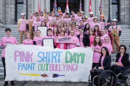 Pink the colour of the day on Pink Shirt Day