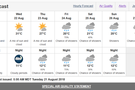 Environment Canada calling for cool temperatures and rain this weekend