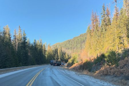 Roads can be slick on higher elevation highways